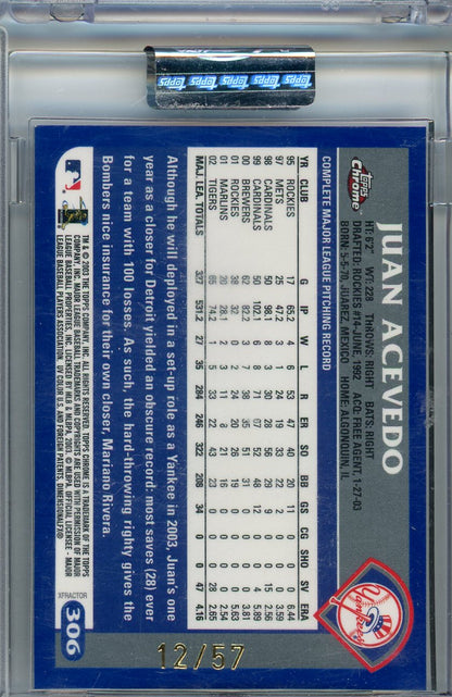2003 Topps Chrome #306 Juan Acevedo Uncirculated X-Fractors