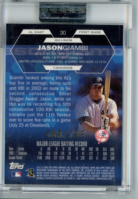 2003 Topps Finest #30 Jason Giambi Firstbase 25 /199