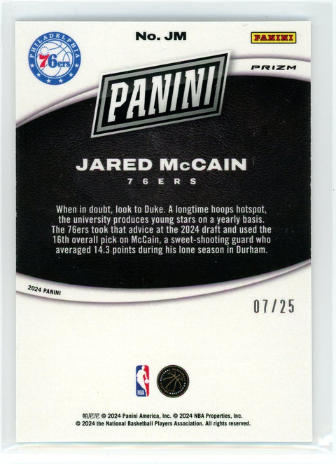2024 Panini Black Friday #JM Jared McCain Splash of Color Silver Vinyl Prizm /25