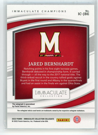 2022 Panini Immaculate #IC-JBE Jared Bernhardt 2017 National Champions Auto /99