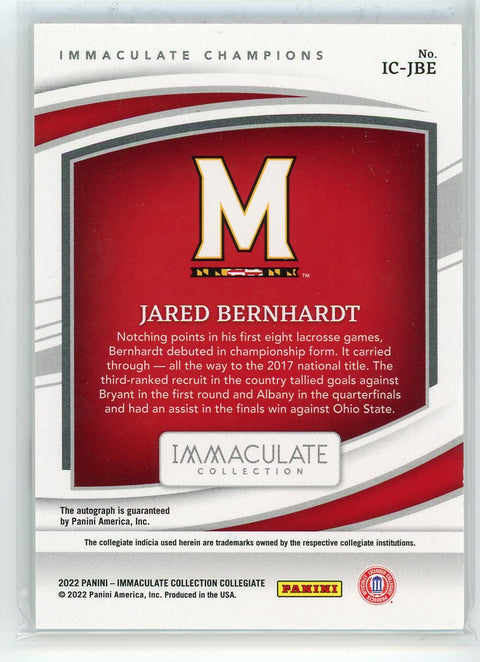 2022 Panini Immaculate #IC-JBE Jared Bernhardt 2017 National Champions Auto /99