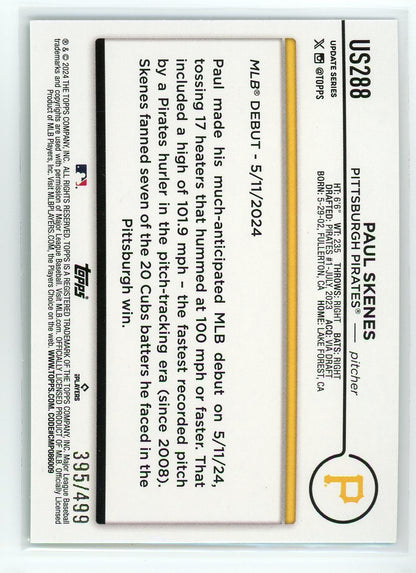 2024 Topps Chrome Update #US288 Paul Skenes Green Crackle Foilboard