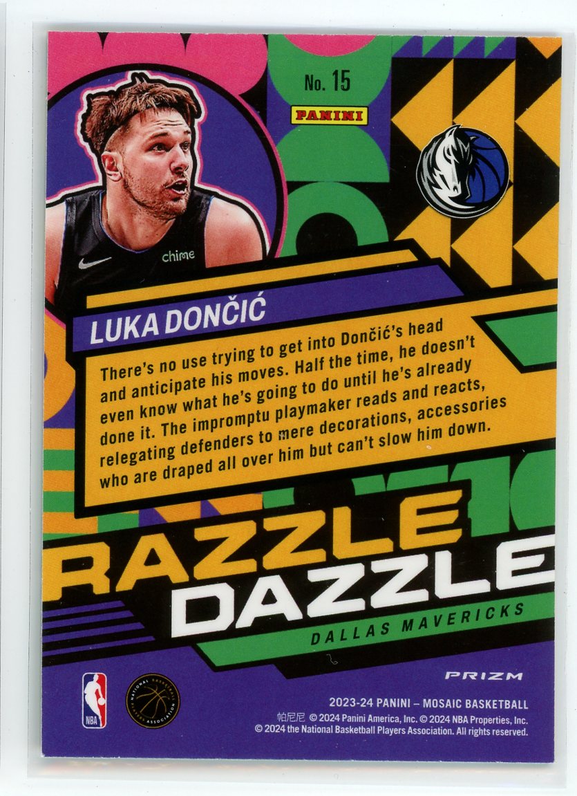 2023-24 Panini Mosaic #15 Luka Doncic Razzle Dazzle Prizm