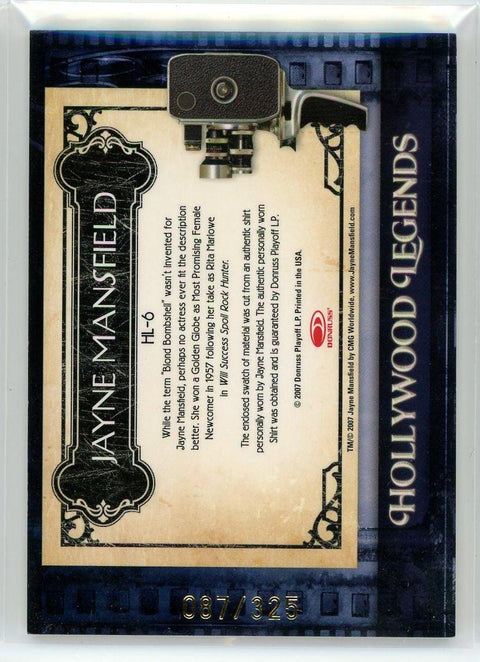 2007 Donruss #HL-6 Jayne Mansfield Hollywood Legends /325