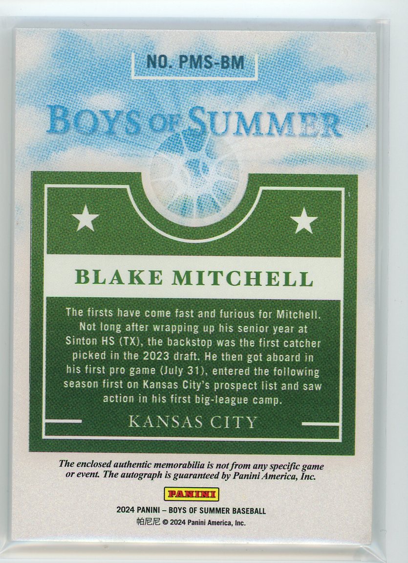 2024 Boys of Summer #PMS-BM Blake Mitchell Patch Auto