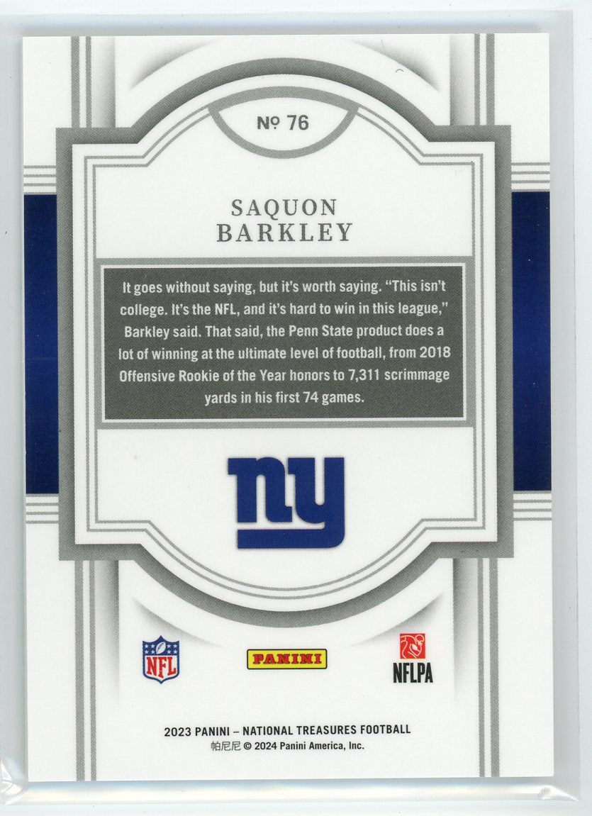 2023 Panini National Treasures #76 Saquon Barkley /15