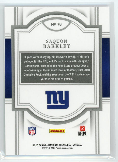 2023 Panini National Treasures #76 Saquon Barkley /15