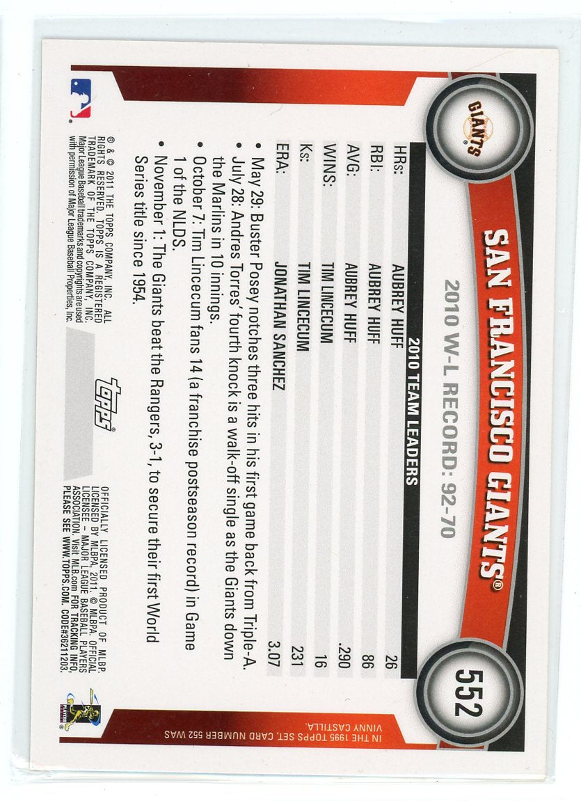 2011 Topps #552 San Francisco Giants Diamond Anniversary