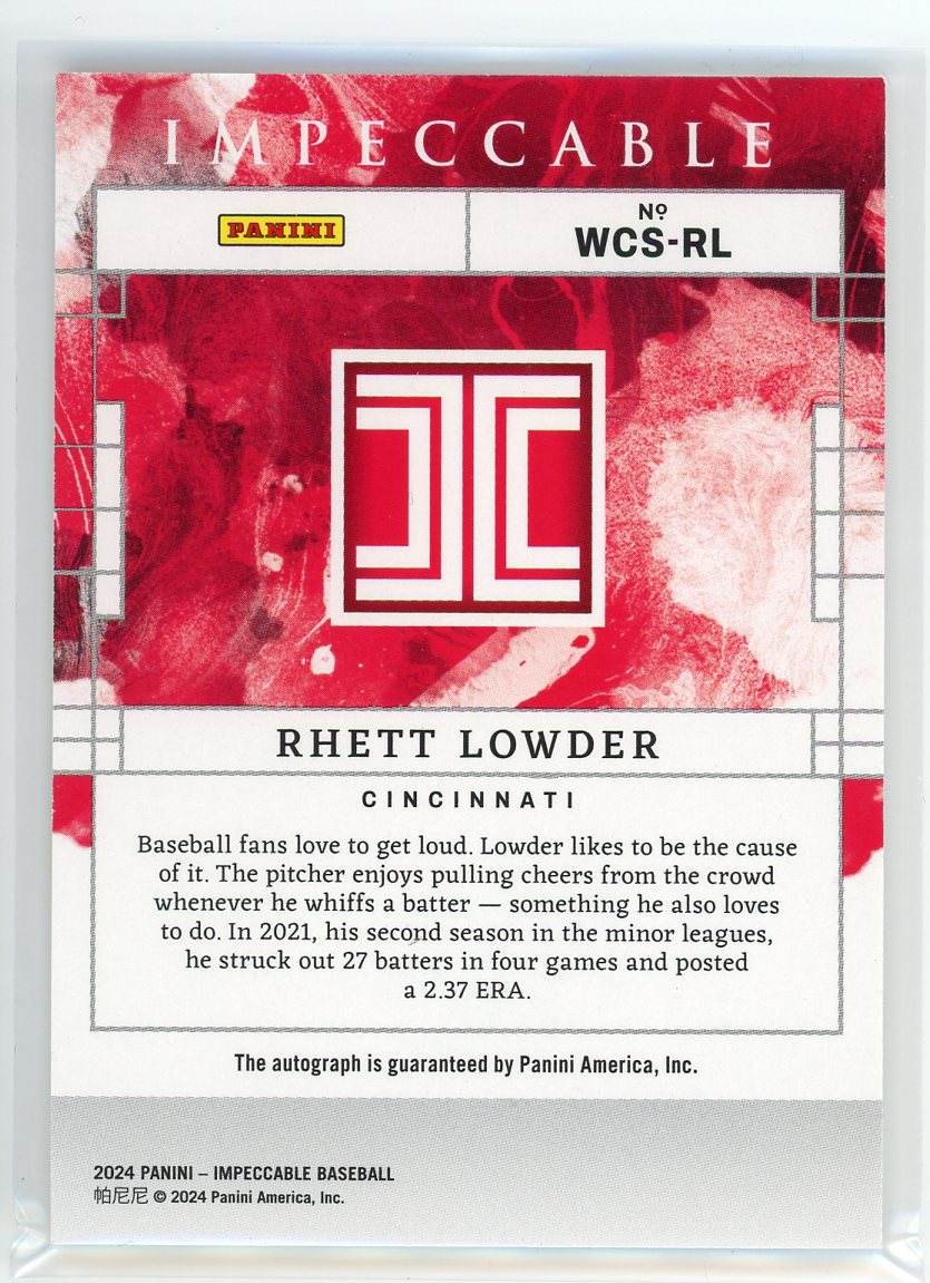 2024 Panini Impeccable #WCS-RL Rhett Lowder Watercolor Ink Auto /49