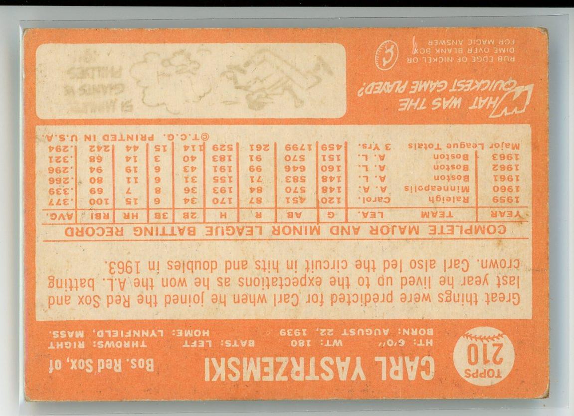1964 Topps #210 Carl Yastrzemski