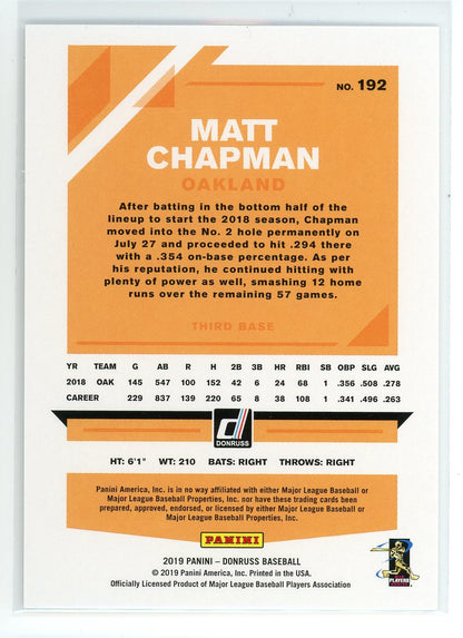 2019 Donruss #192 Matt Chapman