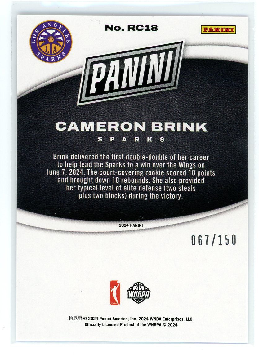 2024 Panini Black Friday #RC18 Cameron Brink Silver Foil /150