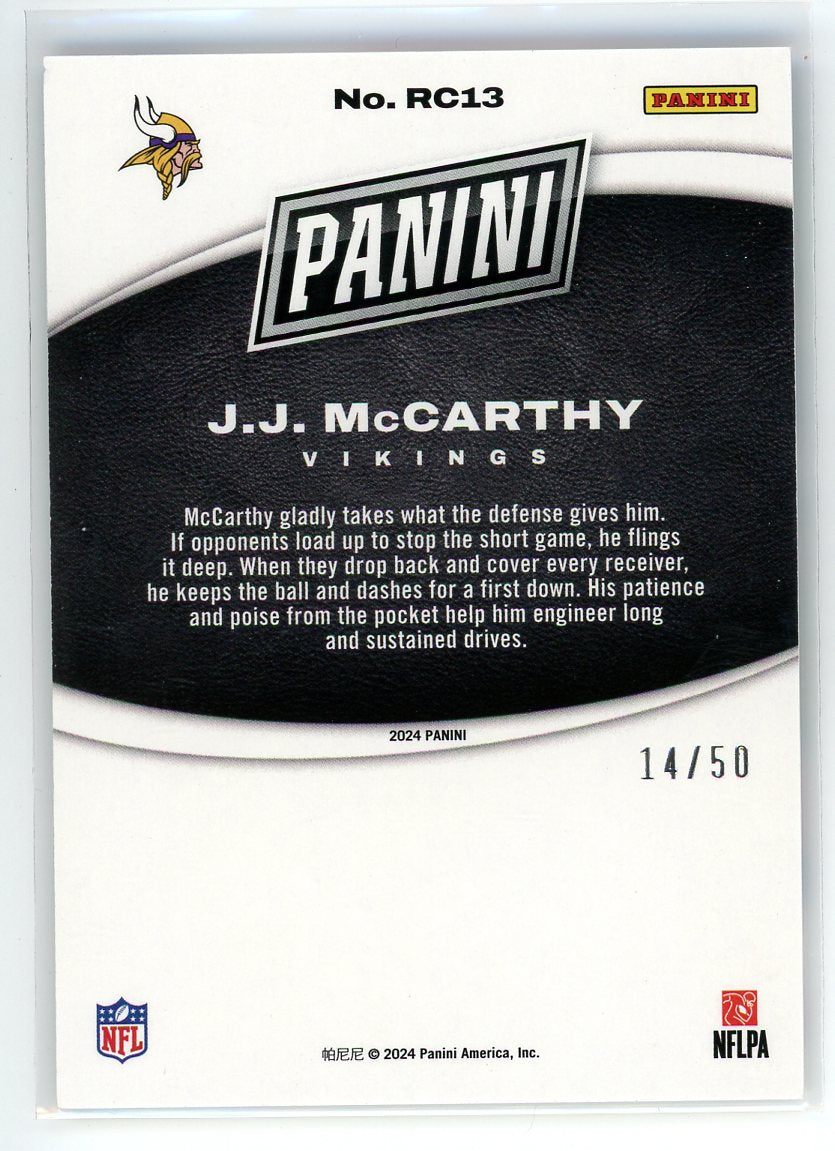 2024 Panini Black Friday #RC13 J.J. McCarthy Blue /50