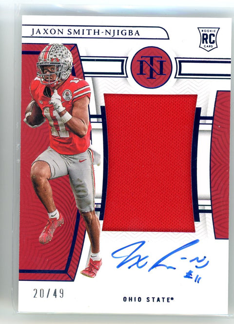 2023 Panini National Treasures #CMS-JSN Jaxon Smith-Njigba Rookie Patch Auto /49