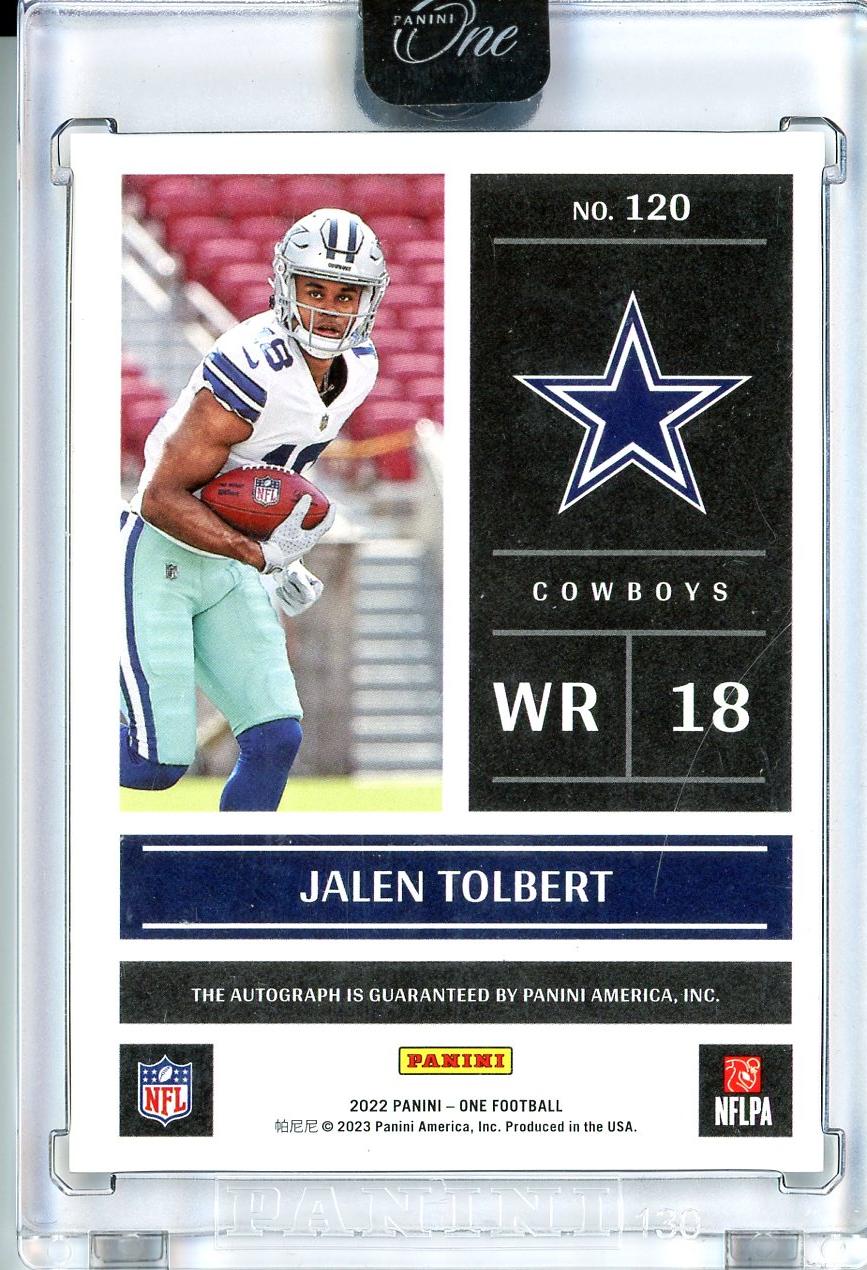 2022 Panini One #120 Jalen Tolbert Day One Auto /10