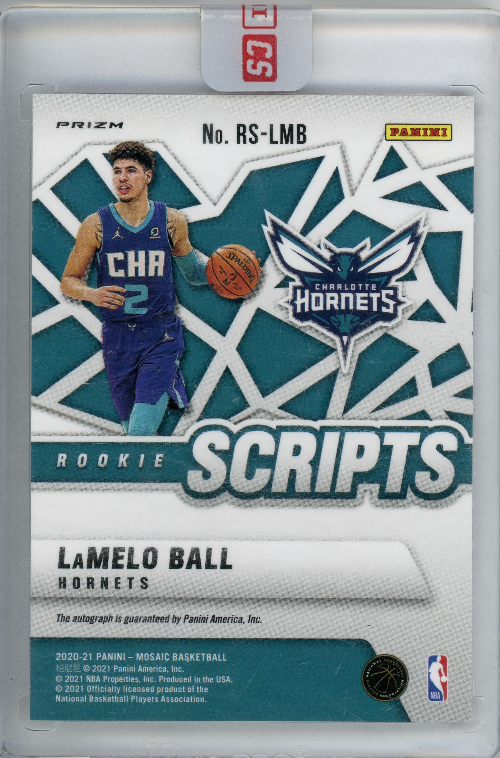 2020-21 Panini Mosaic #RS-LMB LaMelo Ball Rookie Scripts Prizm Red Auto