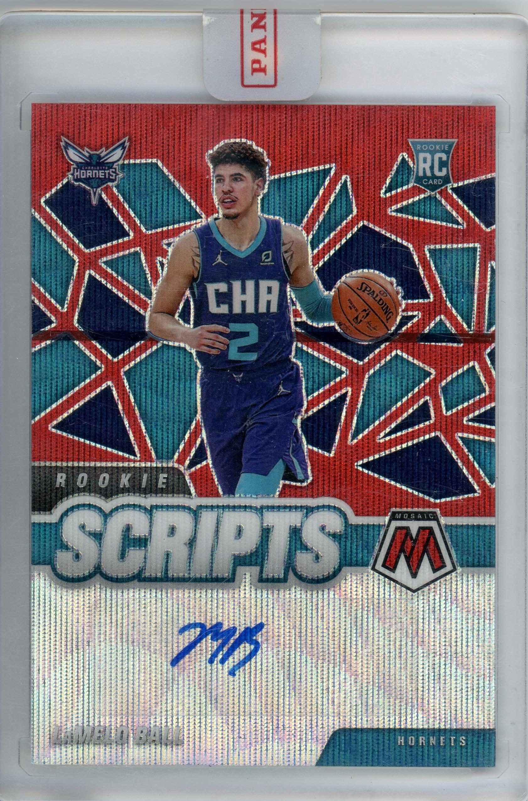 2020-21 Panini Mosaic #RS-LMB LaMelo Ball Rookie Scripts Prizm Red Auto