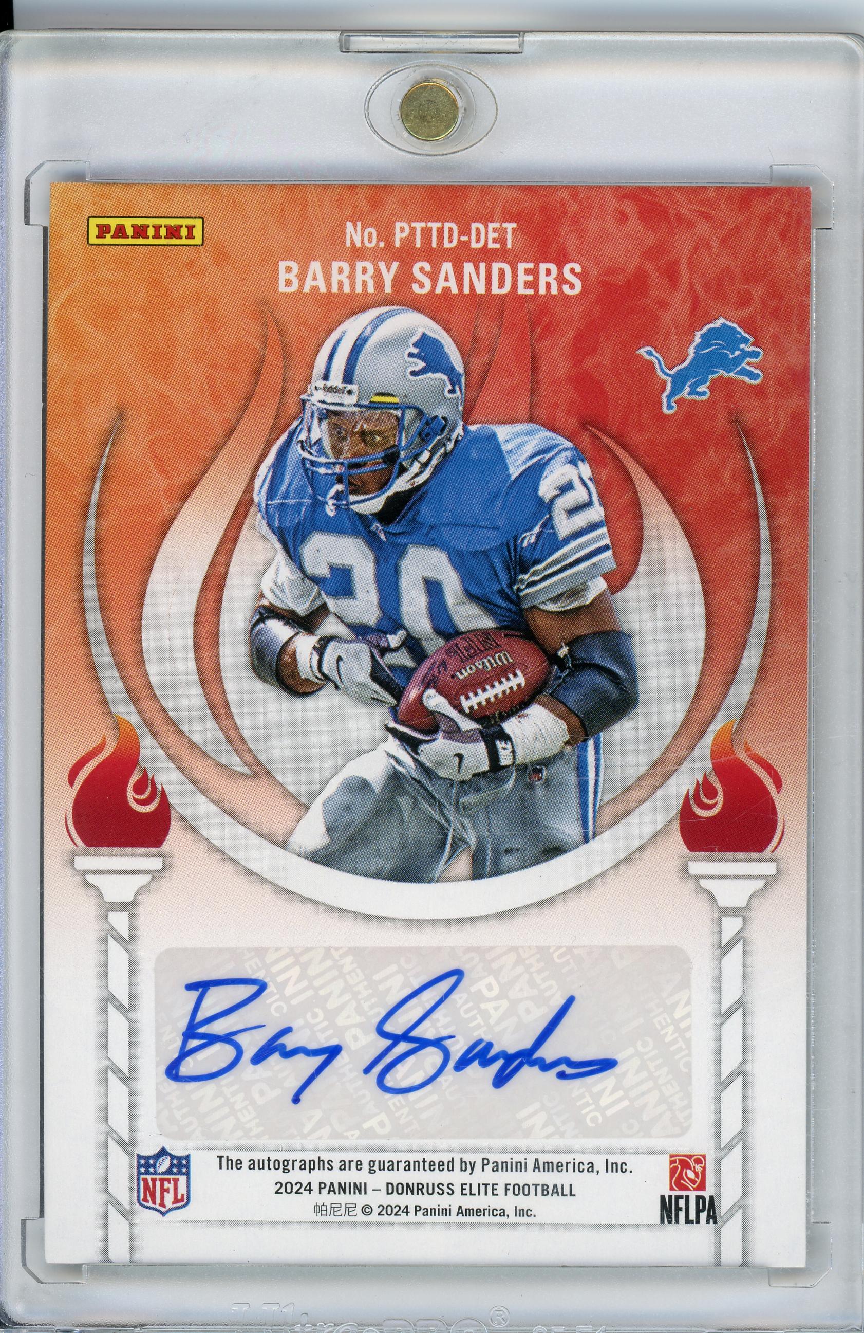2024 Donruss Elite #PTTD-DET Barry Sanders Passing the Torch Auto /25