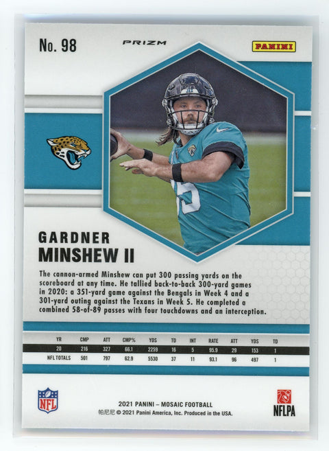 2021 Panini Mosaic #98 Gardner Minshew II Blue Reactive Prizm