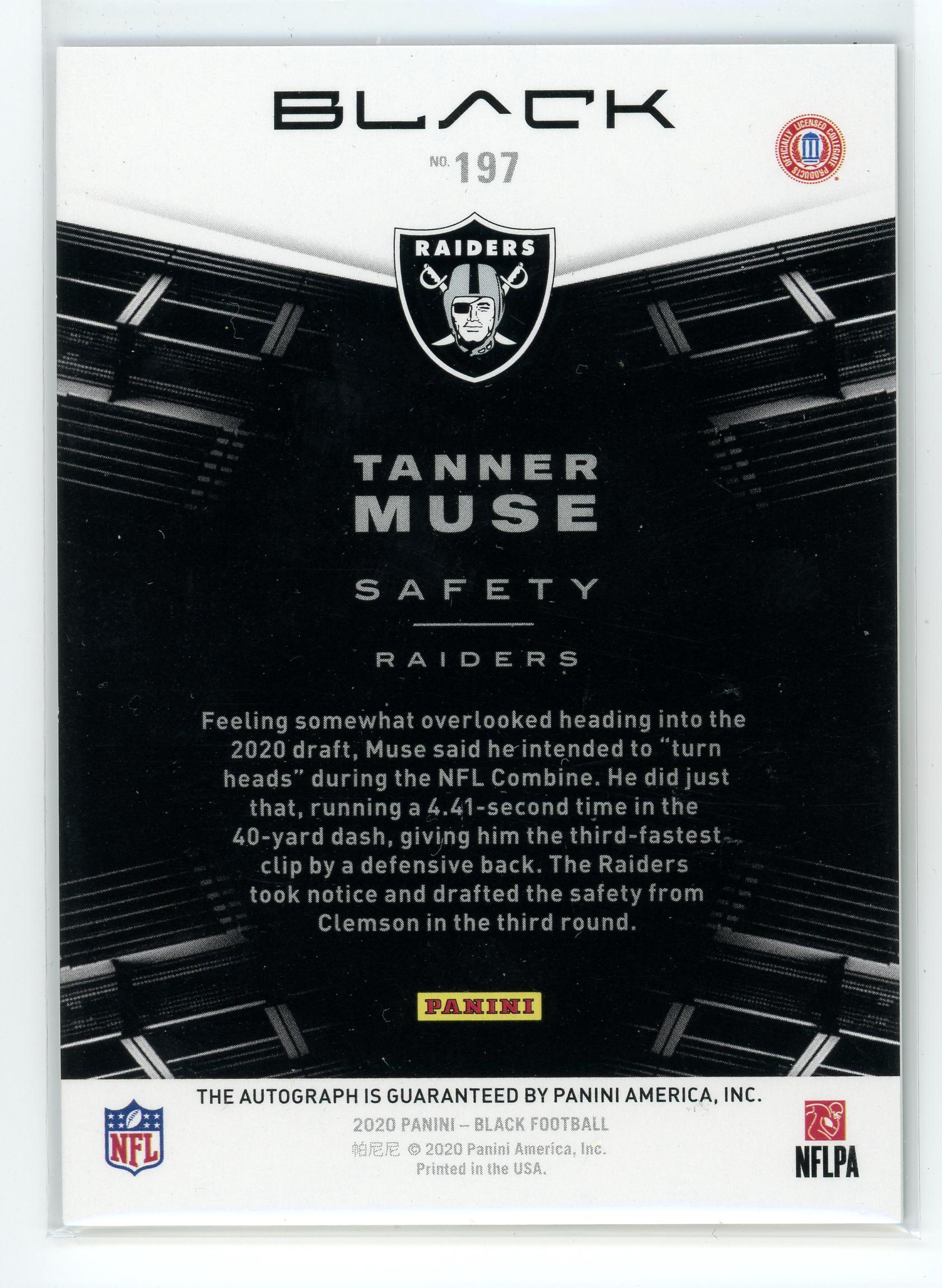2020 Panini Black #197 Taner Muse Auto /25