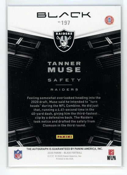 2020 Panini Black #197 Taner Muse Auto /25