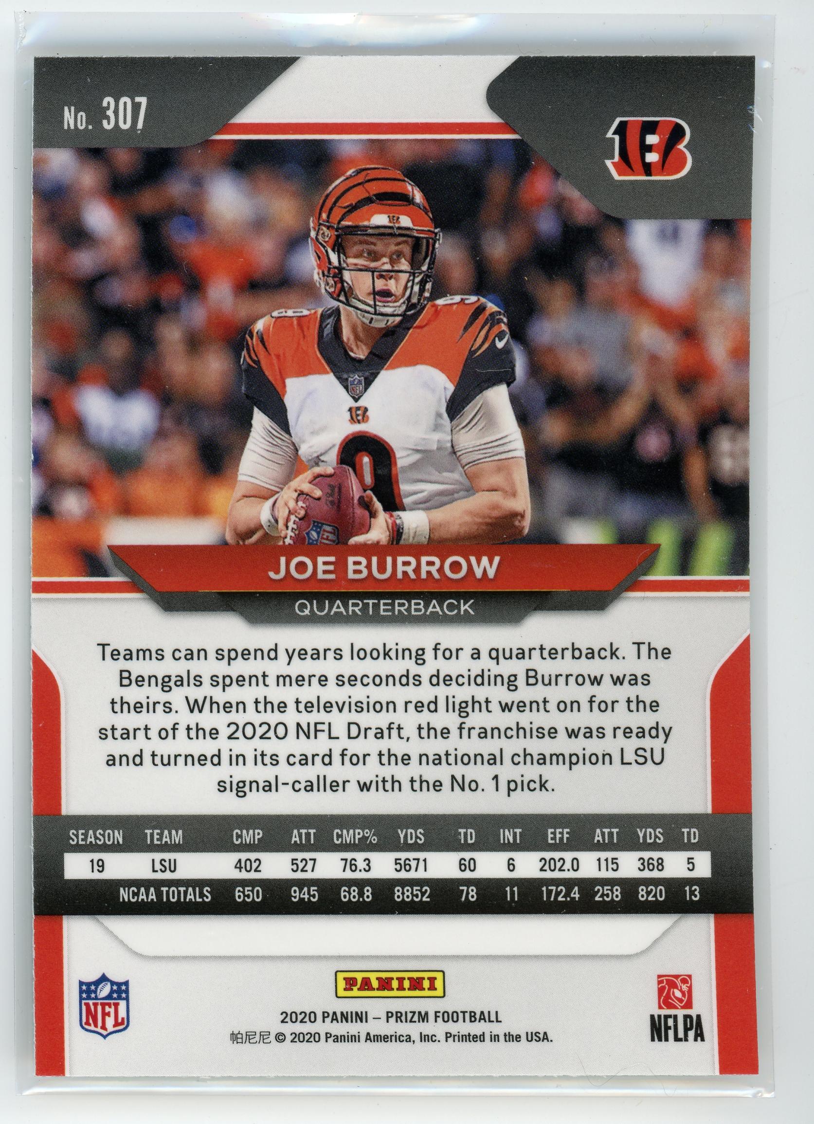 202 Panini Prizm #307 Joe Burrow