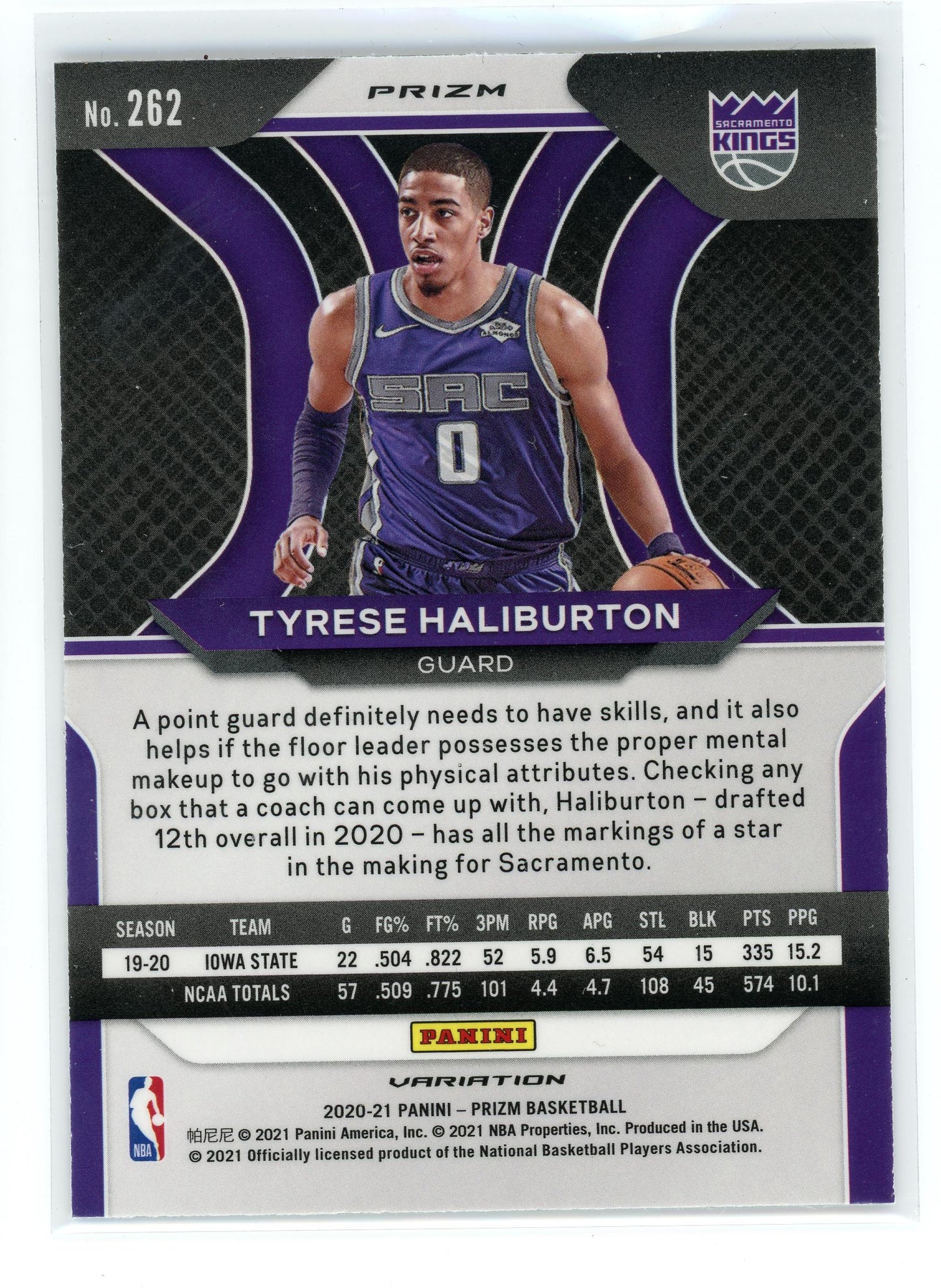 2020-21 Panini Prizm #262 Tyrese Haliburton Disco Variation