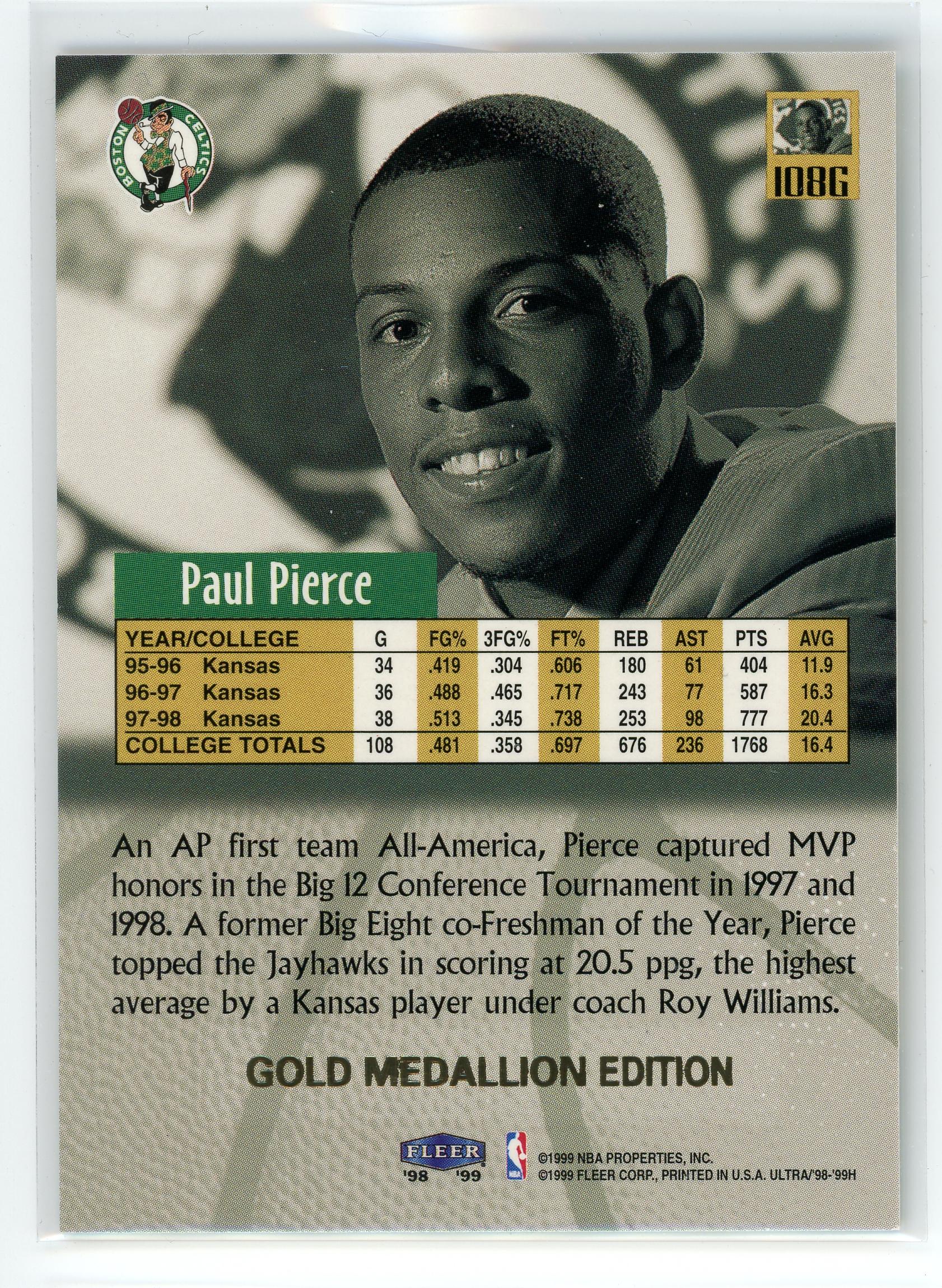 1999 Fleer Ultra #108G Paul Pierce Rookies