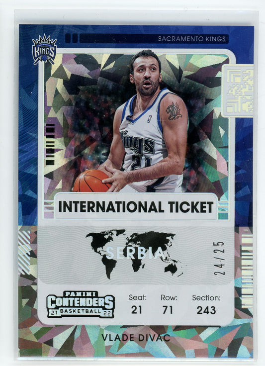2021-22 Panini Contenders #14 Vlade Divac International Ticket Cracked Ice /25