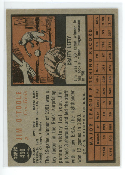 1962 Topps #450 Jim O'Toole