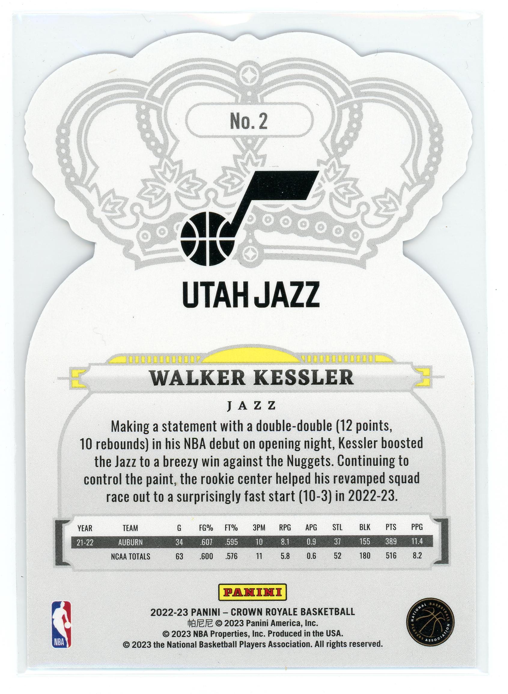 2022-23 Panini Crown Collection #2 Walker Kessler Purple Crystal /25