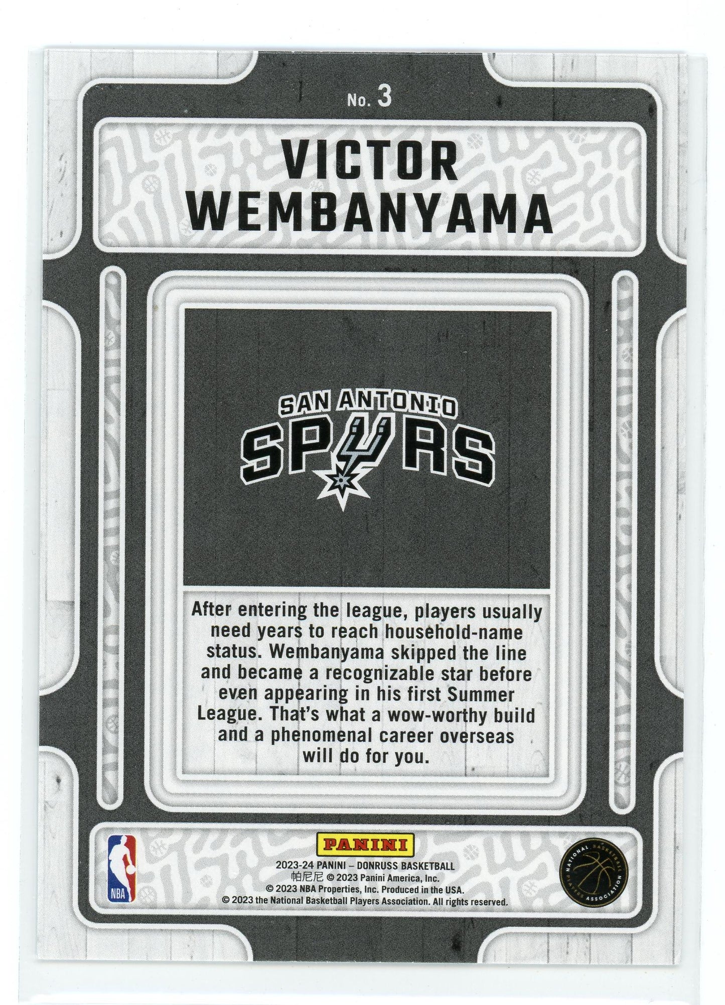 2023-24 Donruss #3 Victor Wembanyama Hardwood Masters Press Proof
