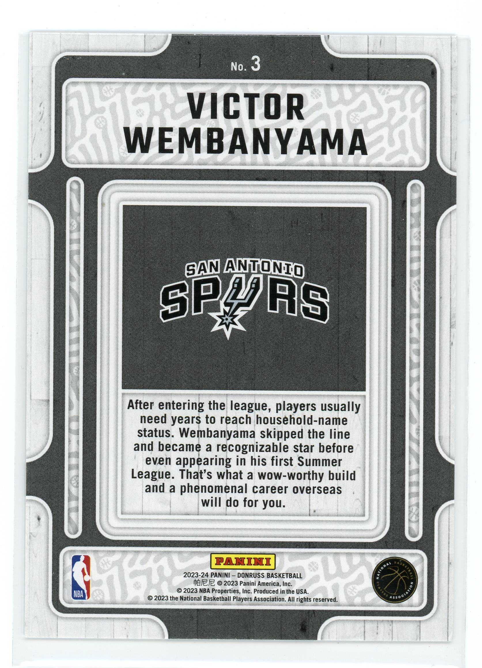 2023-24 Donruss #3 Victor Wembanyama Hardwood Masters Press Proof