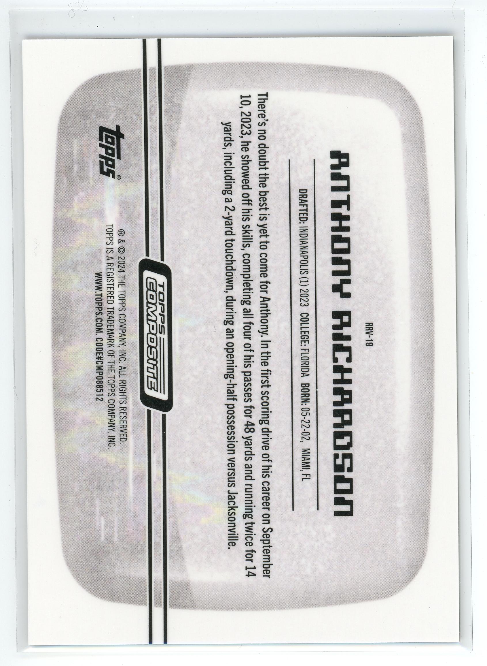 2023 Topps Composite #RRV-19 Anthony Richardson Resurgence Retro Vision