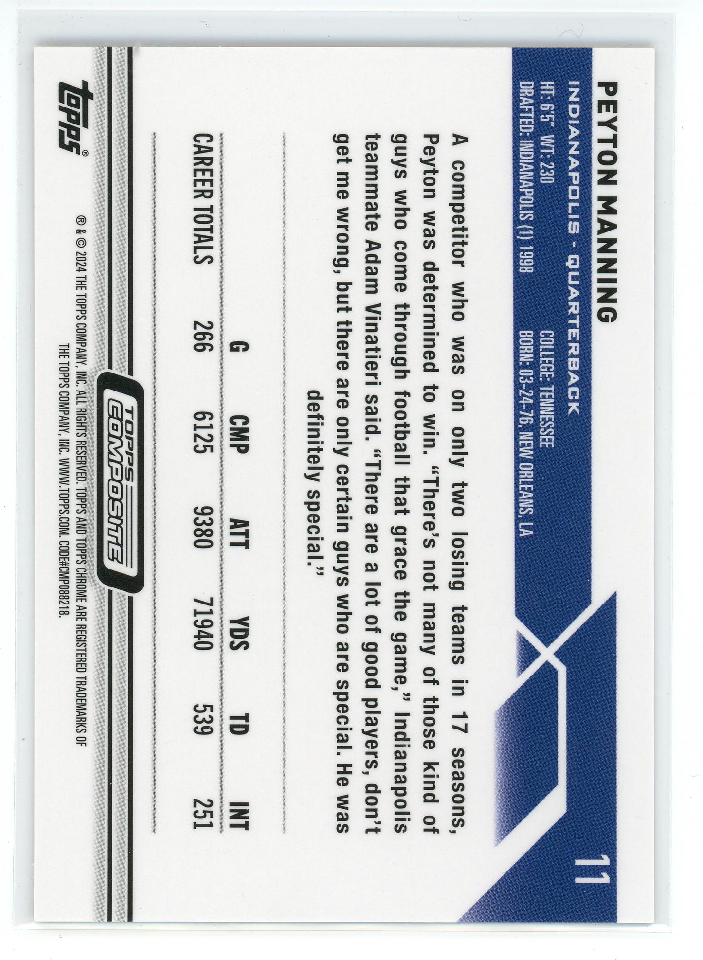 2023 Topps Composite #11 Peyton Manning Topps Chrome Geometric Gold #/50