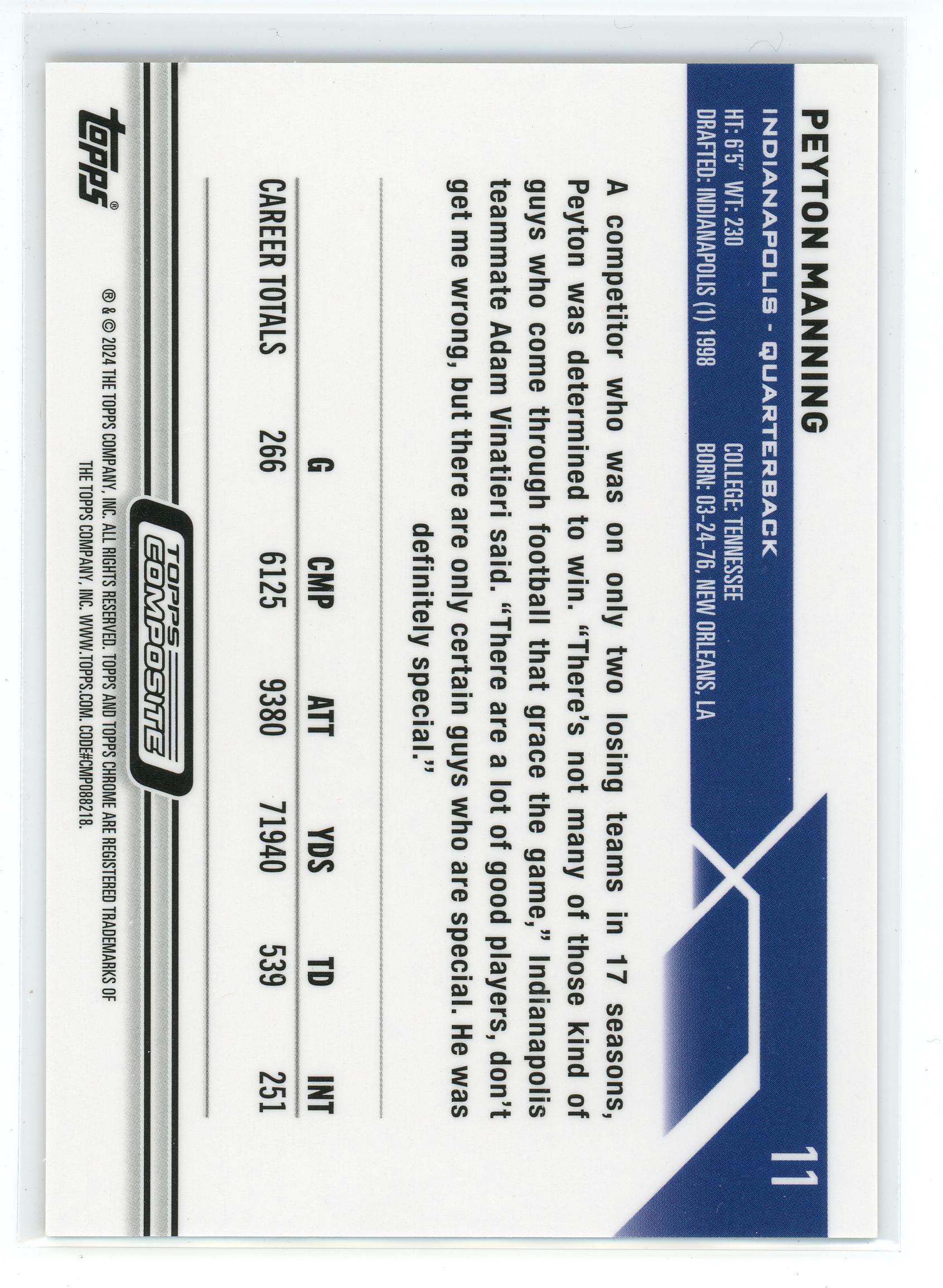 2023 Topps Composite #11 Peyton Manning Topps Chrome Geometric Gold #/50