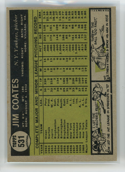 1961 Topps #531 Jim Coates