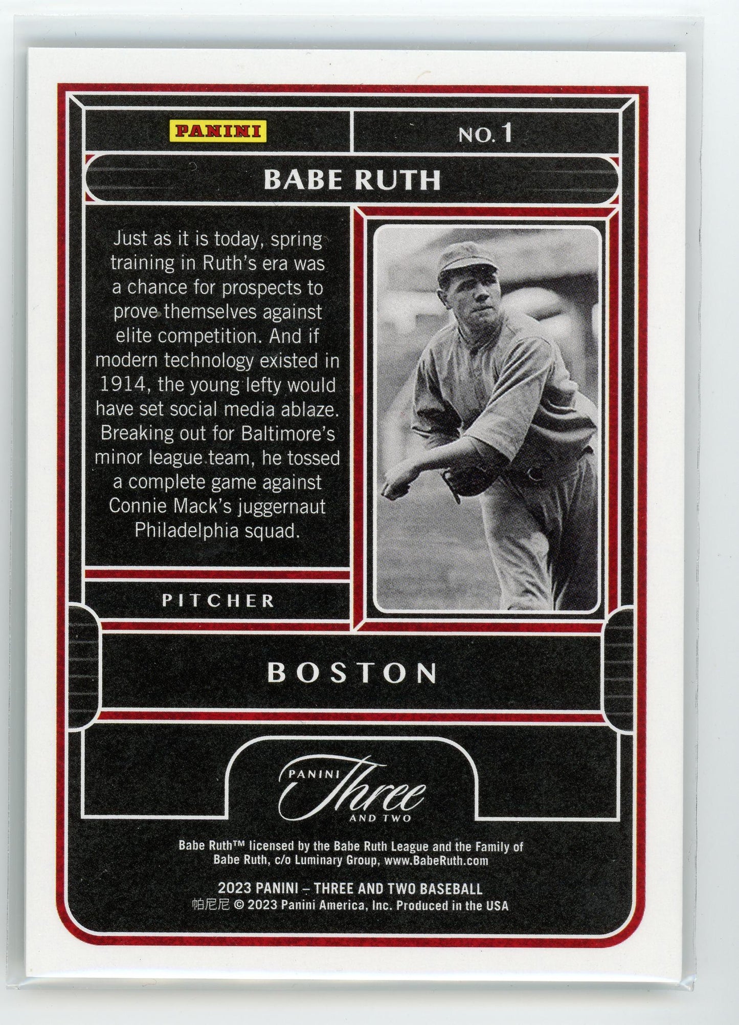 2023 Panini Three and Two #1 Babe Ruth Holo Foil /20