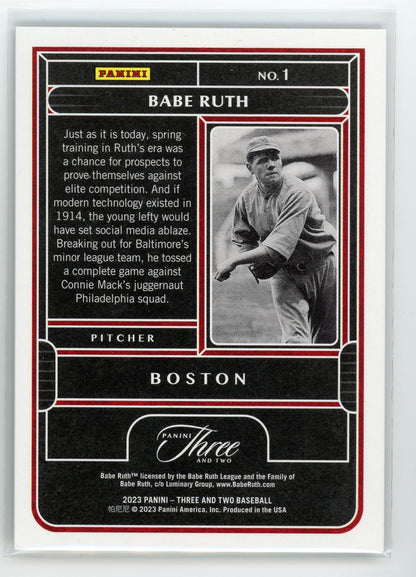 2023 Panini Three and Two #1 Babe Ruth Holo Foil /20