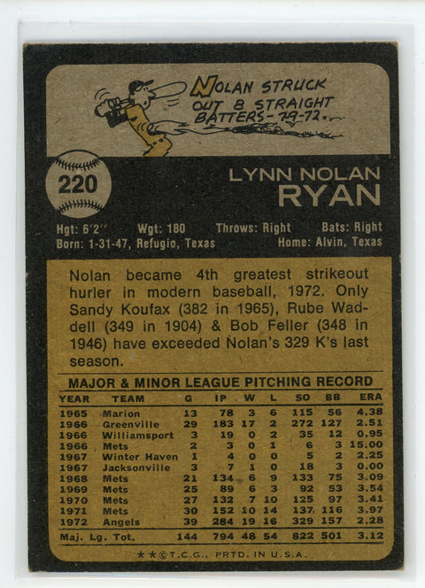 1973 Topps #220 Nolan Ryan