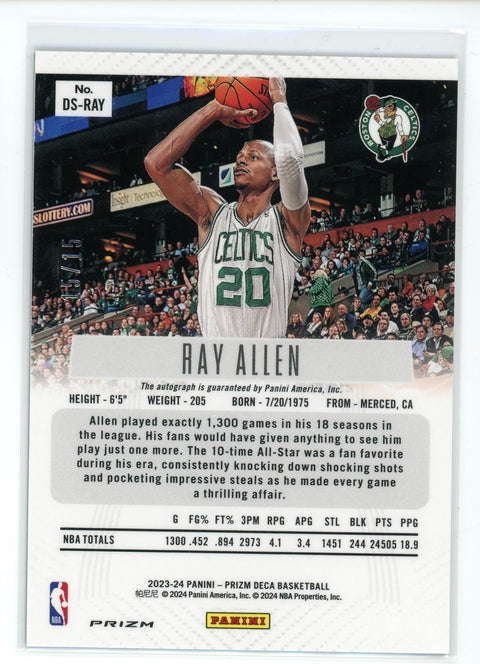 2023-24 Panini Prizm Deca #DS-RAY Ray Allen Green Shimmer Auto /15