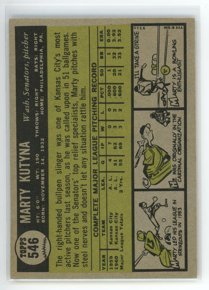 1961 Topps #546 Marty Kutyna