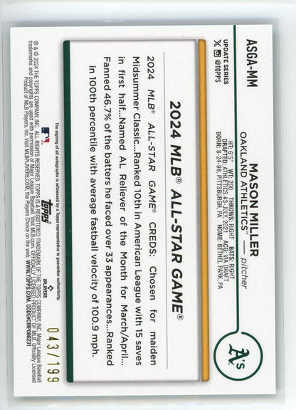 2024 Topps #ASGA-MM Mason Miller All Star Game Auto /199