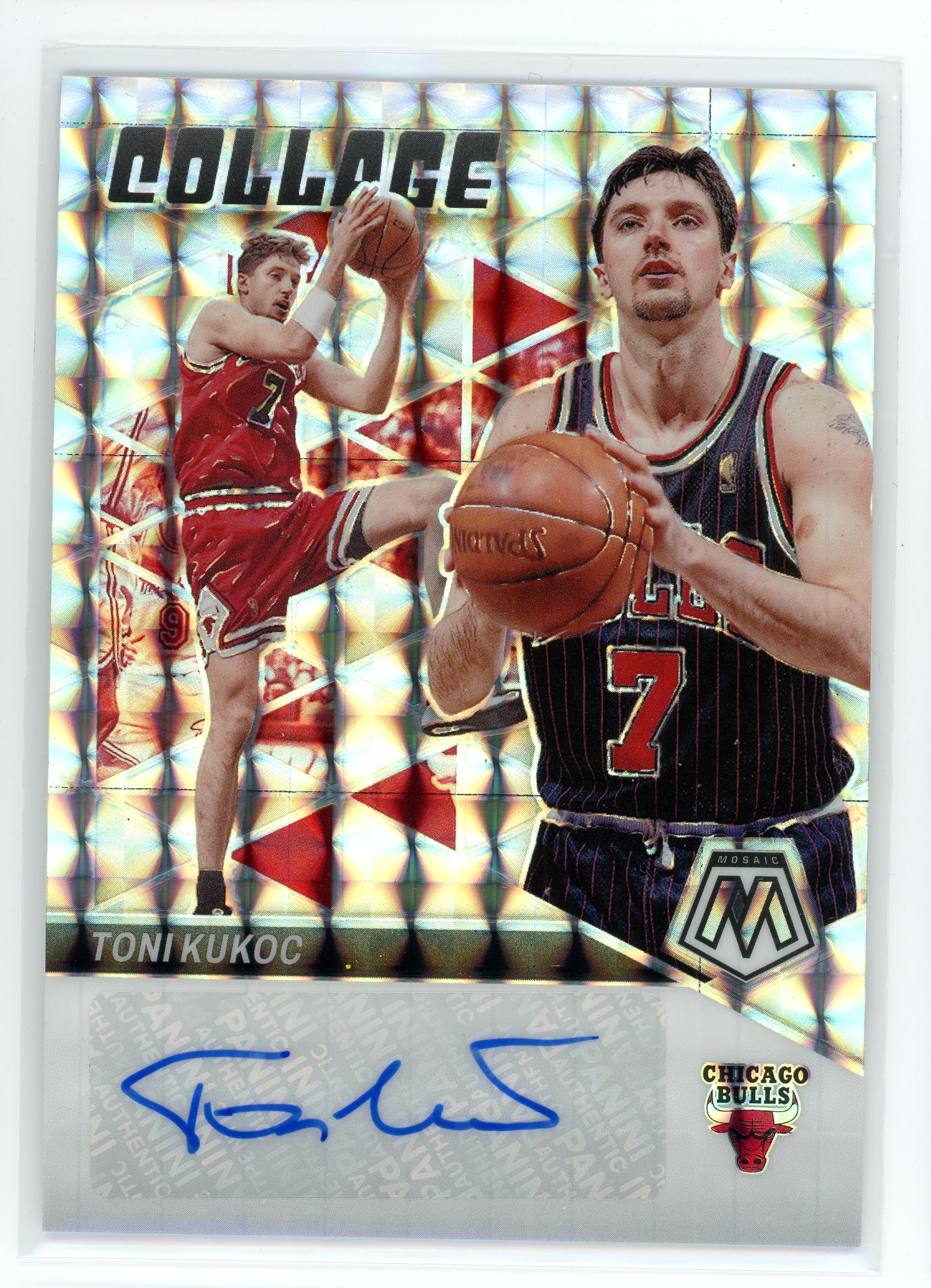 2023-24 Panini Mosaic #CM-TNI Toni Kukoc Collage Silver Prizm Auto