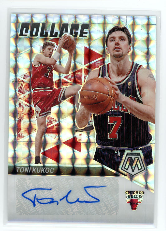 2023-24 Panini Mosaic #CM-TNI Toni Kukoc Collage Silver Prizm Auto
