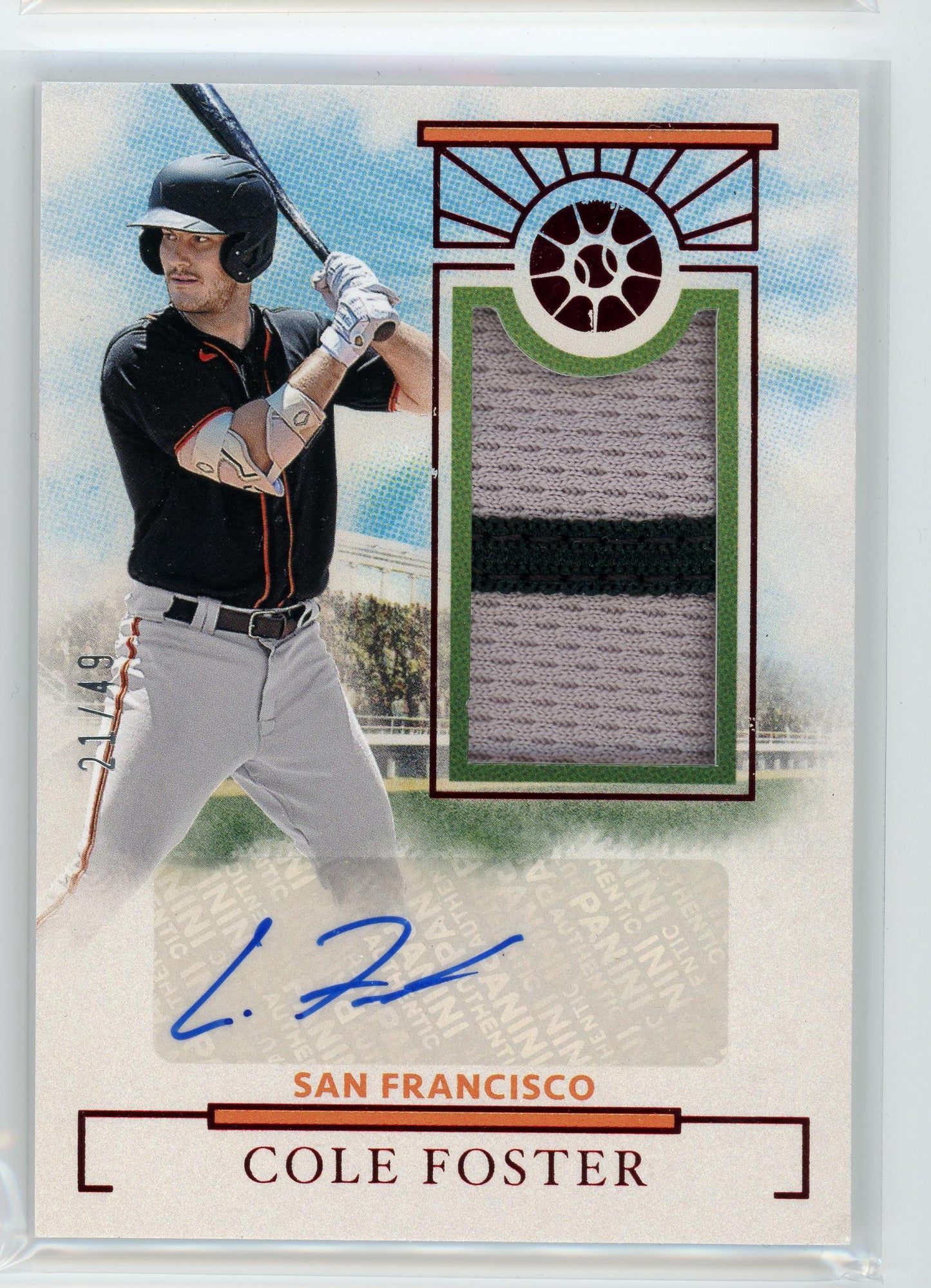2024 Panini Boys of Summer #PMS-CF Cole Foster Patch Auto Red #/49