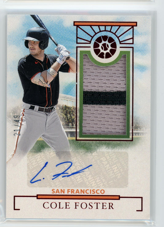 2024 Panini Boys of Summer #PMS-CF Cole Foster Patch Auto Red #/49
