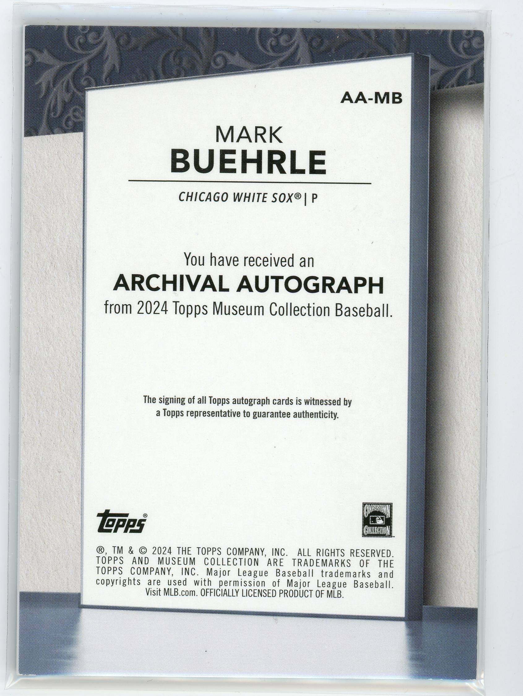 2024 Topps Museum #AA-MB Mark Buehrle Archival Autograph /50