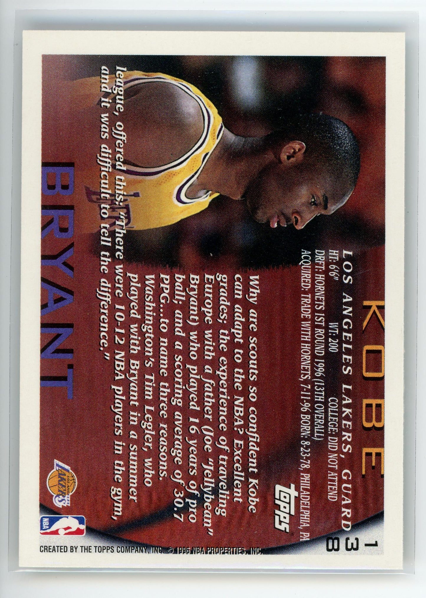 1996-97 Topps #138 Kobe Bryant NBA at 50