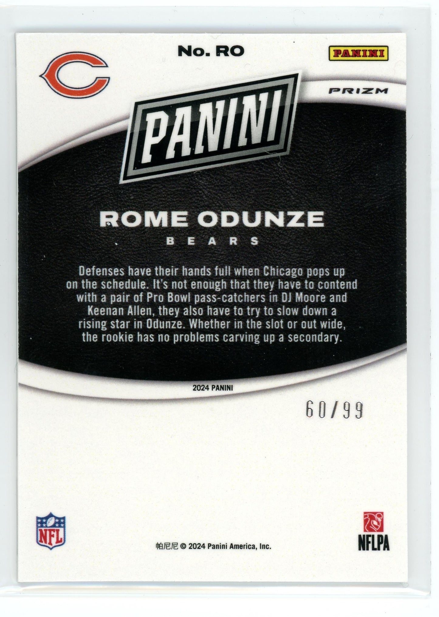 2024 Panini Black Friday #RO Rome Odunze Silver Vinyl Prizm /99